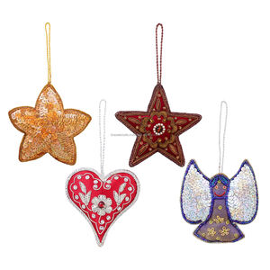 ของตกแต่งคริสต์มาสงานแฮนด์เมดผ้าซาตินประดับลูกปัดกำมะหยี่ปักด้วยมือรูปยีราฟผีเสื้อ - Product Image 5