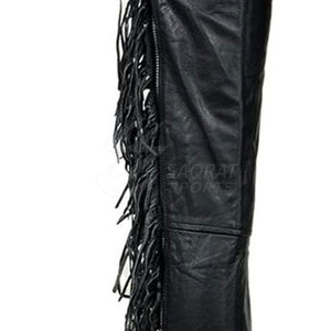 Chaps en cuir pour femmes de haute qualité avec taille moyenne Style avant plat pour l'hiver quantité minimale de commande bas prix raisonnable Service OEM du Pakistan - Product Image 6