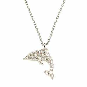 Collar de Delfín Moderno Chapado en Oro de 18K con Rodio, con Circonita y Diamante, Cadenas de Plata de Ley 925 para Compromiso - Product Image 3