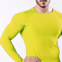 Kaos Olahraga Lengan Panjang Slim Fit Anti Kusut Bahan Linen/Katun Khusus Pria