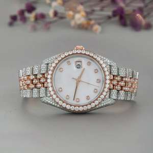 2025 personnalisé entièrement glacé diamant montre avec plein argent luxe personnaliser automatique mécanique montres avec pour hommes - Product Image 2