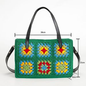 Hot Sale Women's Handmade Crochet Square Tote <b>Bag</b> Customizable Colorful Cotton Fabric Lining Daily Casual Use Shoulder Strap - Product Image 6
