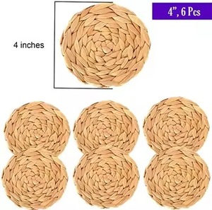 ที่รองแก้วหวายธรรมชาติสานด้วยผิวเรียบเนียนเหมาะสำหรับบ้านและห้องครัวถ้วยน้ำชาอุปกรณ์เสริมกาแฟสีน้ำตาลอ่อน - Product Image 6