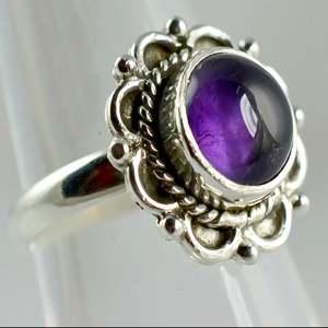 Navya Craft Amethyst 925 Sterling Silver Handmade <b>Statement</b> <b>Ring</b> for Women February Gemstone <b>Ring</b> with Inlay Setting Gift - Product Image 1