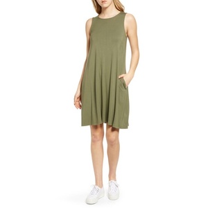 Abito svasato senza maniche Caslon da donna, verde sorrel, taglie XS-XL, traspirante ed elegante con cerniera, perfetto per occasioni casual estive, spiaggia e feste. - Product Image 1