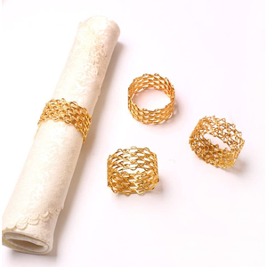 Servilleteros de Metal de oro rosa clásico con diseño geométrico hueco para recepciones de boda, cenas, fiestas y decoración de mesa de Hotel - Product Image 6