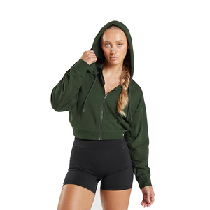 Sudaderas con capucha cortas informales de talla grande para mujer y sudadera de invierno de punto Sudaderas con capucha cortas de alto impacto con soporte - Product Image 2