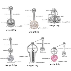 Gaby Jewelry <span class=keywords><strong>Piercing</strong></span> VCH en acier inoxydable 316L avec pierre décorative, forme de poignée de porte - Product Image 2