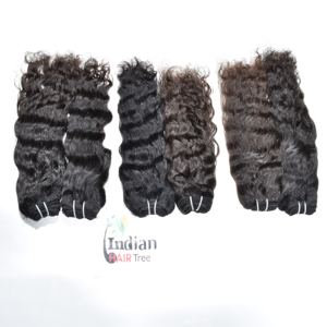 Extensions de cheveux humains vierges indiens naturels 100% de qualité supérieure, prix de gros, couleur noire bouclée, soyeux, double trame - Product Image 3