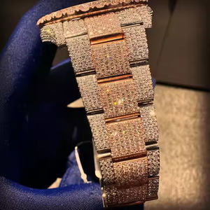 Mechanical Style Dial Sapphire Crystal <b>Stainless</b> <b>Steel</b> Fashion 5mm Case Moissanite Diamond Quartz Watch - Product Image 3