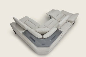 Ý Chất lượng cao năm chỗ ngồi góc <span class=keywords><strong>sofa</strong></span> thiết kế hiện đại màu nâu vải Bìa nối dài Điện Recliner Glass căn hộ - Product Image 3