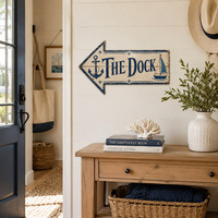 Panneau en métal vintage gaufré « Dock Arrow », décoration murale nautique pour bar de marina, personnalisable, vente en gros OEM