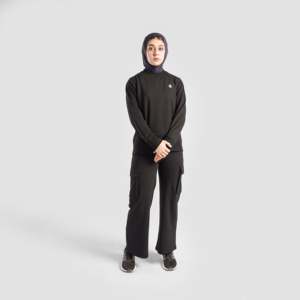 Haut de sport noir en tricot style simple avec fermeture éclair latérale pour l'entraînement - Product Image 4