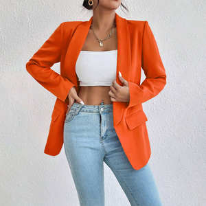 Chaquetas de Mujer Personalizadas, Abrigos de Primavera, Trajes Casuales Sólidos, Cuello en V, Manga Larga, Oficina, Blazer de Poliéster de Un Solo Pecho - Product Image 3