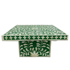 Soporte de pastel de cristal floral indio hecho a mano mesa de resina con incrustaciones de madreperla y hueso para pasteles de chocolate o florales - Product Image 6