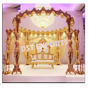 Mandap de mariage Bollywood exclusif en bois, magnifique ensemble de mandaps en bois, mandap en bois élégant sculpté à la main pour mariage en Suisse - Product Image 1