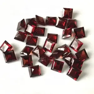Super Finest Quality 10mm Natural Red Mozambique Garnet Faceted Square Cut Loose Gemstones From Manufacturer At Factory Price