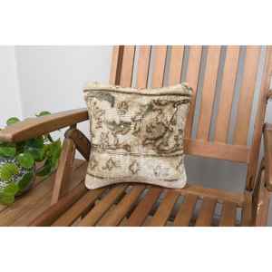 หมอนอิงผ้าวูลสีเบจ12X12นิ้วหมอนอิงปักลายดอกไม้วินเทจเป็นมิตรต่อสิ่งแวดล้อมดีไซน์แบบชนบท - Product Image 1