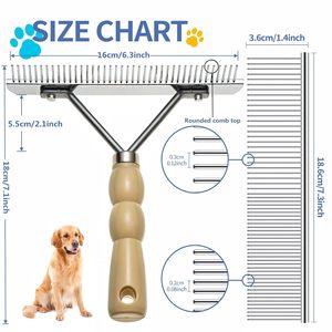 Rastrillo Simple para Perros, Set de Aseo para Mascotas, Cepillo de Metal de Dientes Largos, Peine de Acero Inoxidable para Eliminar Pelo Muerto para Perros Grandes y Gatos de Pelo Largo - Product Image 6