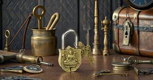 Medium Antique Handmade Brass Padlock with Maa Laxmi Idol a Stylish Lock for Your Home or Office - Product Image 5