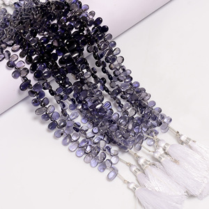 ลูกปัด iolite ธรรมชาติลูกปัดรูปทรงลูกแพร์พลอย iolite แบบเรียบสำหรับทำเครื่องประดับลูกปัด iolite - Product Image 3