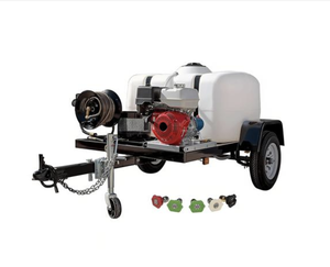 Nettoyeur haute pression à gaz monté sur remorque, 4200 PSI, 4,0 GPM, moteur, eau froide, réservoir d'eau de 150 gallons - Product Image 1