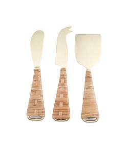 Juego de Cubiertos de Acero Inoxidable y Ratán de Diseño Atractivo para Queso, Juego de Cubiertos para Mesa de Boda de Hotel, Juego de Cuchillos para Queso - Product Image 1