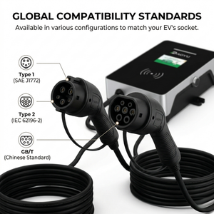 Borne de recharge murale universelle double port pour VE Type 2 Type 1 GBT 7kW-22kW*2 OCPP 1.6J APP Station de charge rapide intelligente Version globale - Product Image 2