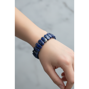 Pulsera de Piedra Natural de Lapislázuli con Corte Ancho - Product Image 5