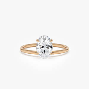 Bague solitaire en or 14 carats avec diamant de laboratoire ovale surélevé, 1,00 carat total, couleur E-F, clarté VS, certifiée IGI, pour femme - Product Image 2