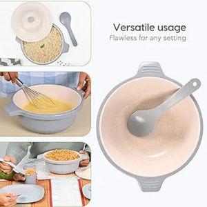 Juego de 4 cuencos de mezcla de cerámica, capacidad de 1000 ML, respetuosos con el medio ambiente y sin BPA, blanco mate y negro, personalizables para fiestas - Product Image 4