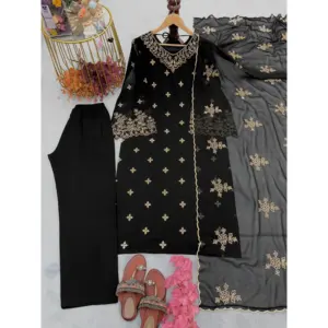 Conjunto de Top Bordado y Dupatta Palazzo para Mujer de Diseñador - Product Image 2