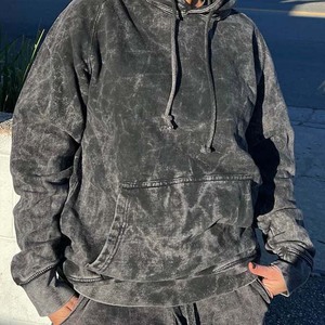 Fabricant de vêtements Streetwear sweat à capuche de couleur unie vintage sweat-shirt à capuche avec logo personnalisé vintage délavé à l'acide sweats à capuche pour hommes surdimensionnés - Product Image 2