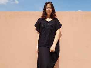 Venta caliente bordado Kaftan Rayon colección arco decoración tamaño libre cuello redondo ajuste suelto cómodo rayón trabajo Kaftan - Product Image 3