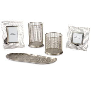 Elegant handcrafted metal candle holder for modern home decor Modern Geometric Wire Metal Candle Stand Piller - Product Image 1