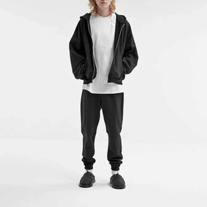 Frais arrivée hommes poids lourd français éponge tissu blanc à capuche goutte épaule fermeture éclair exceptionnelle respirant vêtements de rue - Product Image 6