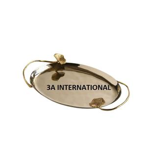 Plateau de forme ovale avec poignées plats de service nourriture fruits café ou chocolat plateau de service en métal pour Restaurant café hôtels utilisation - Product Image 1