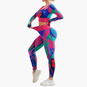 Conjunto de Yoga Sublimado Personalizado al por Mayor para Mujer, Bra Deportivo y Leggings de Nailon de Alta Calidad, Ropa Deportiva de Moda para Gimnasio y Fitness - Product Image 2