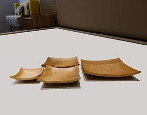 Plateaux de service carrés en bois de teck naturel faits à la main, vaisselle de cuisine écologique pour la présentation de collations, desserts, fruits et salades - Product Image 4