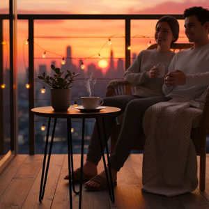 Denver <b>Side</b> <b>Table</b> Walnut | Solid Mango Wood Top & Iron base | Industrial Modern <b>Side</b> <b>Table</b> | Living Room Bedroom Accent <b>Table</b> - Product Image 3