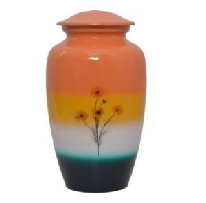 Belle feuille Design autocollant fini urnes de crémation vente chaude bas prix métal urnes funéraires fournisseur inde - Product Image 3