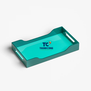 Plateau en laque fait main du Vietnam, plateau de service rond en bois, design durable pour la maison, le café, le restaurant et le service hôtelier - Product Image 1