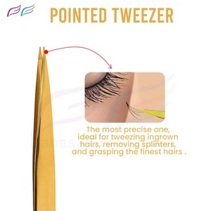 Juego de 3 Pinzas Doradas para Cejas y Tijeras de Resorte para Depilación, Uso Estético, con Estuche de PU - Product Image 4