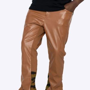 Men's Retro Leather Flared Pants - Durable and Comfortable <b>Bell</b>-Bottom Trousers for a Vintage Fashion Statement - Product Image 3