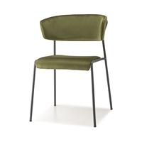 Fauteuil de salle à manger empilable avec structure en métal et revêtement en velours