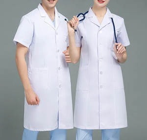 ชุดยูนิฟอร์มทางการแพทย์แบบขายส่ง ออกแบบได้ตามต้องการ ชุดแพทย์และพยาบาลแบบยูนิเซ็กซ์ เสื้อกาวน์แพทย์สีขาว - Product Image 1