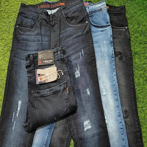 กางเกงยีนส์ขาตรงเข้ารูปสไตล์วินเทจสำหรับผู้ชาย, กางเกงยีนส์พิมพ์ลายสีพื้นสำหรับฤดูใบไม้ร่วง/ฤดูหนาวผ้าฝ้าย100% พอดีตัว - Product Image 1