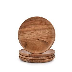 Platos artesanales de madera maciza con pulido fino Platos decorativos de madera para servir fiestas madera natural a precio económico - Product Image 1