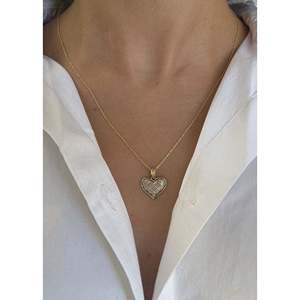 Vintage 10k Heart Shaped Diamond Pendant Elegant Jewelry <b>Charm</b> - Product Image 2