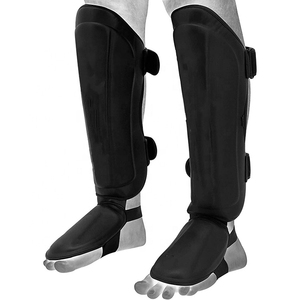 Protection professionnelle légère et réglable Protège-tibias MMA Matériau plastique Coussinets respirants confortables pour Kickboxing Muay - Product Image 1